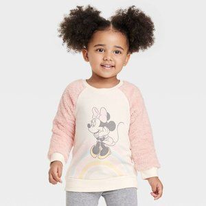 Toddler Girls' Minnie Mouse Solid Pullover Sweatshirt - Pink 3T